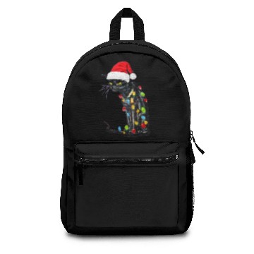 Discover Black Cat Christmas Lights Funny Cat Lover Backpacks