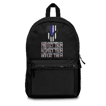 Discover American Warrior Spartan Helmet I Thin Blue Line Backpacks