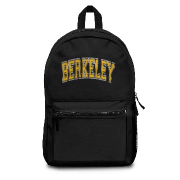 Discover Berkeley Varsity Style Amber Text Zip Backpacks