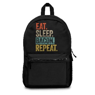 Discover Eat sleep bacon repeat retro vintage Backpacks