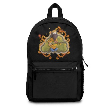Discover Hippie with guitar in nirvana vector cartoon image Backpacks