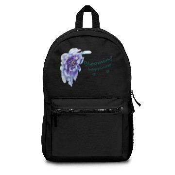 Discover Blue peony flower with text Backpacks