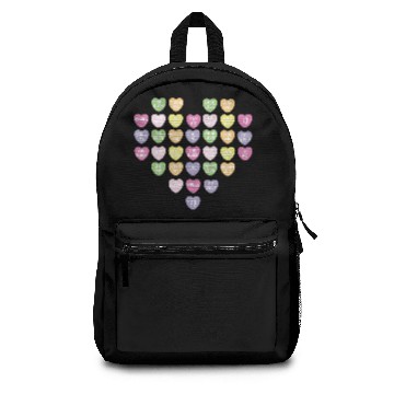 Discover Candy Hearts Heart - White BG Backpacks
