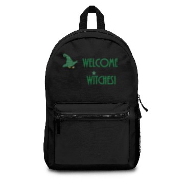 Discover witches welcome with funny witchy wicca cat Backpacks