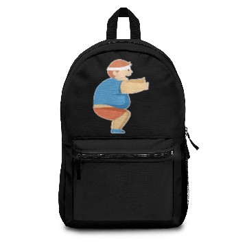 Discover squat exercise fat happy guy gift idea Backpacks