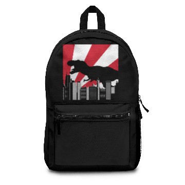Discover god zilla Trex in Tokyo Japan Backpacks