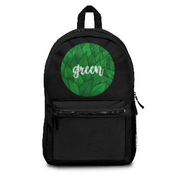 Discover Green circle - leaves pattern Backpacks
