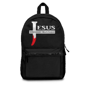 Discover Logo - jesus is tougher than nails easter Backpacks