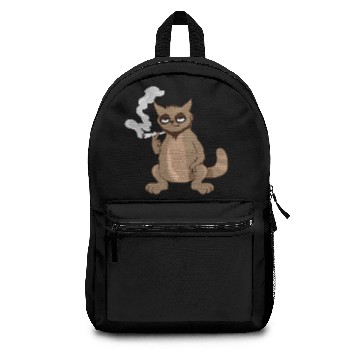 Discover A cat smoking a joint Backpacks