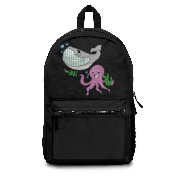 Discover whale octopus happy swim gift idea Backpacks