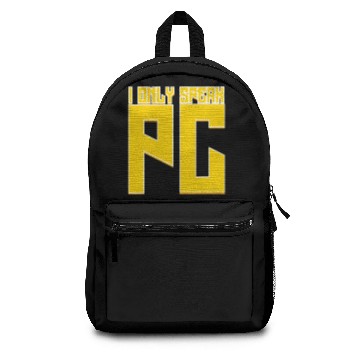 Discover I only speak pc computer Backpacks