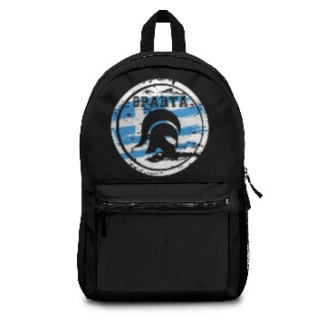 Discover Sparta on Round with Greece Flag Background Backpacks