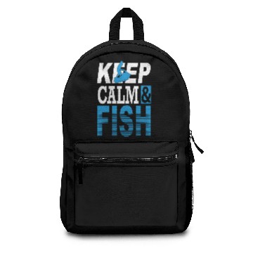 Discover Keep calm & Fish Gift Trout Catfish Angling Backpacks