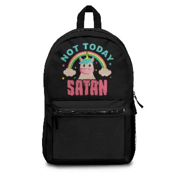 Discover Not Today Satan Funny Christian Rainbow Unicorn Backpacks