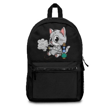 Discover cute cat smoking shisha Backpacks
