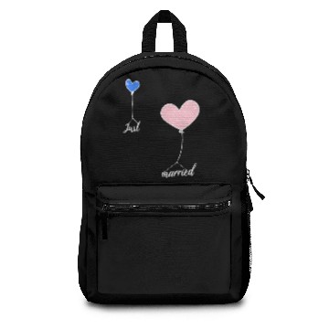 Discover Just married pink and blue heart Backpacks