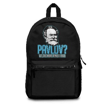 Discover Pavlov Dog Funny Science Bell Pun Psychology gift Backpacks