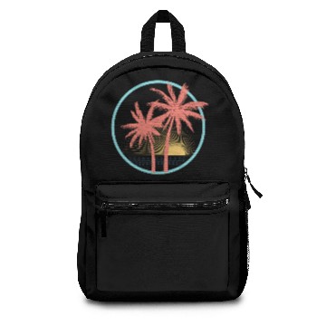 Discover Coral Palm Trees Beach Sunset Backpacks