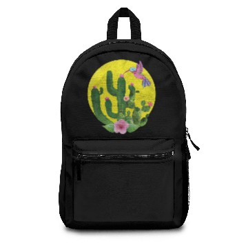 Discover Cactus Flower Hummingbird Pink Sun Backpacks