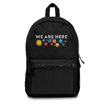 Discover We are here Earth Planet Solar system Galaxy Stars Backpacks