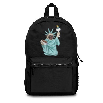 Discover 4th of July pug Statue of Liberty Funny 4th Backpacks