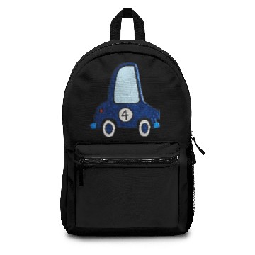 Discover Blue Car Number 4 Backpacks