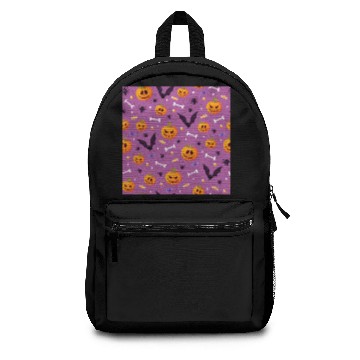 Discover halloween pumpkin bat spider bone purple Backpacks