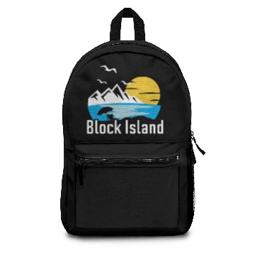 Discover Block Island RI Gift, Retro Cool Beach Design, Backpacks