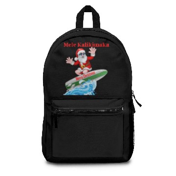 Discover Mele Kalikimaka Hawaiian Christmas Surfing Santa T Backpacks