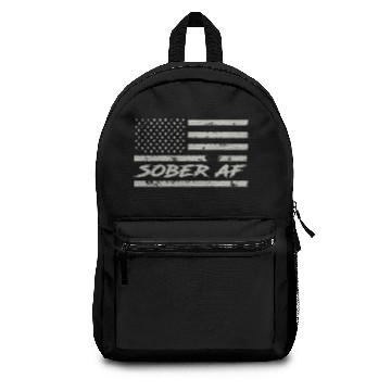 Discover Sober AF American Flag Sobriety Backpacks
