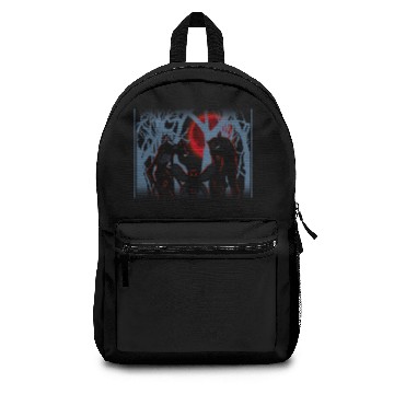 Discover Red Full Moon Cryptids Mothman in ghost forest Backpacks