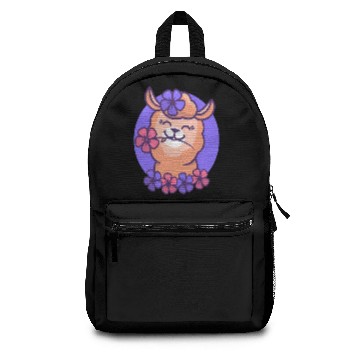 Discover llamas1 flower purple Backpacks