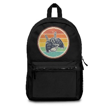 Discover Gaming sunset vintage controller computer game Backpacks