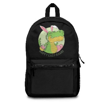 Discover Dino Easter greeting funny T-Rex bunny design Backpacks