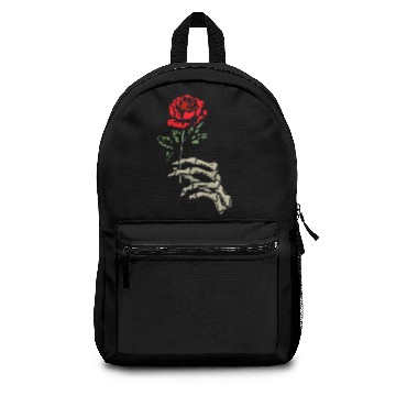 Discover Skeleton Hand With Red Flower Roses Backpacks