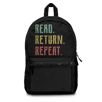 Discover Read Return Repeat Cute Librarian Library Worker Backpacks