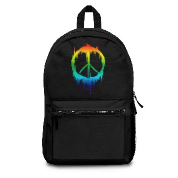Discover Peace Sign Peaceful 60s 70's Retro Hippie Rainbow Backpacks