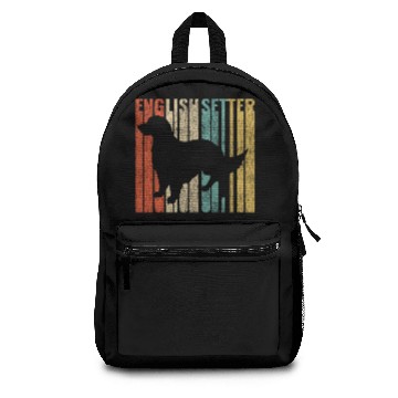 Discover English Setter Retro 1970s Dog Silhouette Cracked Backpacks