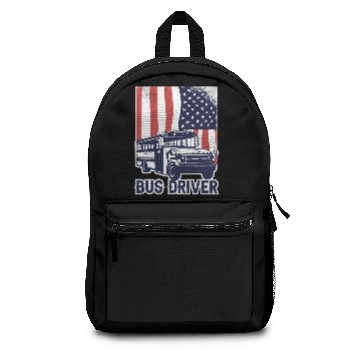 Discover School Bus Driver USA American Flag Funny Bus Backpacks