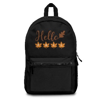 Discover Hello Fall with acorn leaf and maple leaves Backpacks