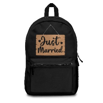 Discover Just Married Sign Backpacks