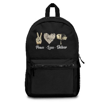 Discover Peace Love Delivery Postal Worker Office Mail Man Backpacks
