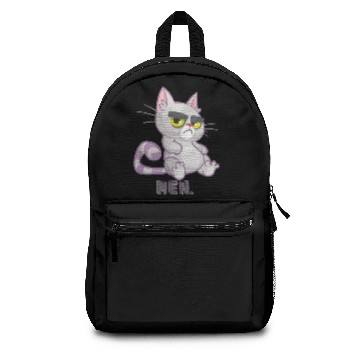 Discover Funny Cat Meh Grumpy Feline for Cat Lovers Backpacks