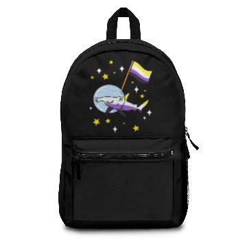 Discover Nonbinary Pride Hammerhead Shark In Space Backpacks