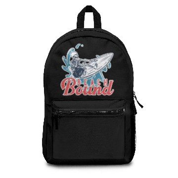 Discover Beach bound with surfing skeleton Backpacks