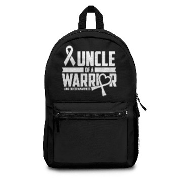 Discover Uncle Lung Cancer Awareness Survivor White Ribbon Backpacks