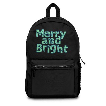 Discover merry and bright text design Backpacks