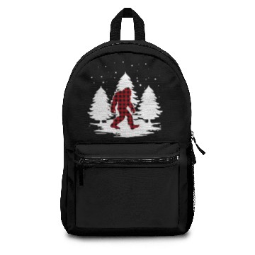 Discover Buffalo Plaid Sasquatch Funny Bigfoot Christmas Backpacks
