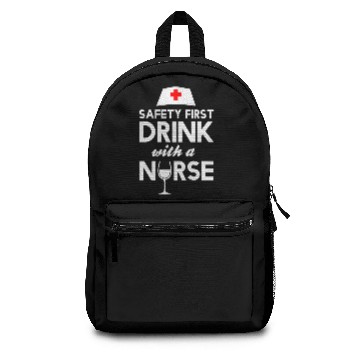 Discover Safety first drink with a nurse Fitted Backpacks