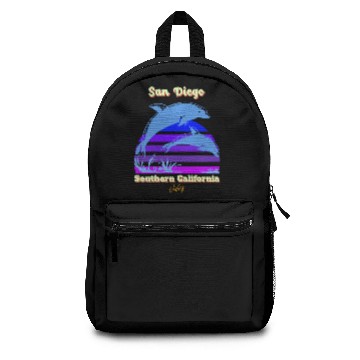 Discover San Diego dolphins sunset Backpacks